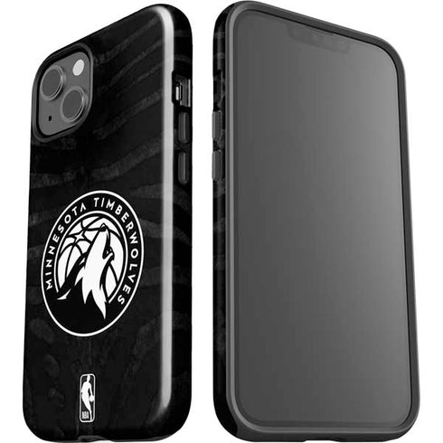 NBA Minnesota Timberwolves Black Animal Print iPhone 15 Impact Case